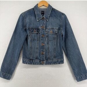 Vintage GAP Classic Denim‎ Jean Jacket Womens S Blue Medium Wash Y2K Streetwear